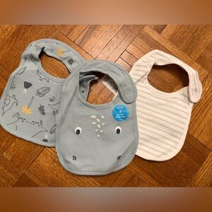 Carter's Blue and Cream Baby Bib Trio. Water resistant bibs